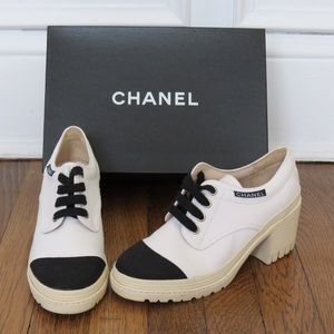 Vintage CHANEL chunky heel canvas sneakers