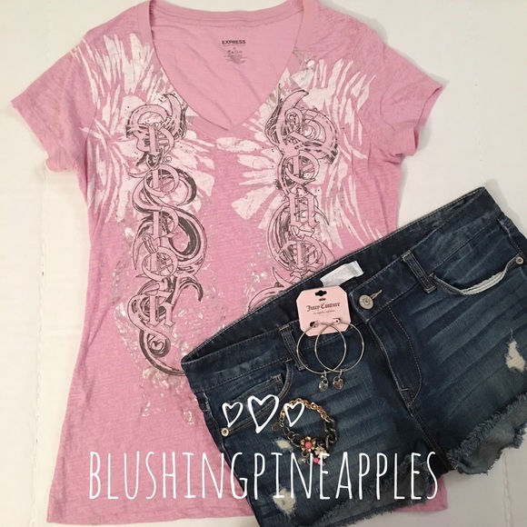 Express Tops - Express Lilac Graphic T Shirt