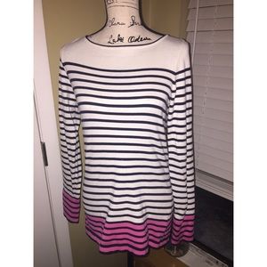 Lilly Pulitzer pink, cream, navy stripe sweater L