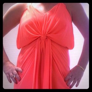 Neon Orange Tbags Los Angeles Domino Midi Dress