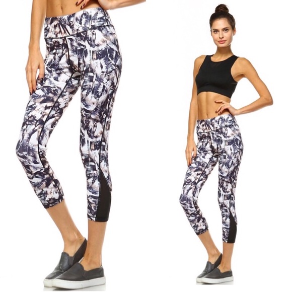 Pants - Paint Print Workout Capris