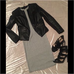 Kardashian style, grey, body con, midi dress