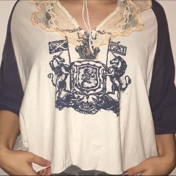 free people lace graphic tee