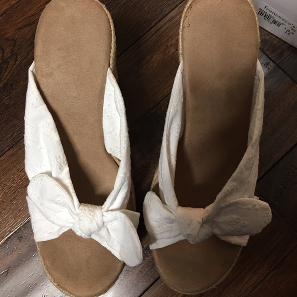 Excellent condition, white wedge sandals