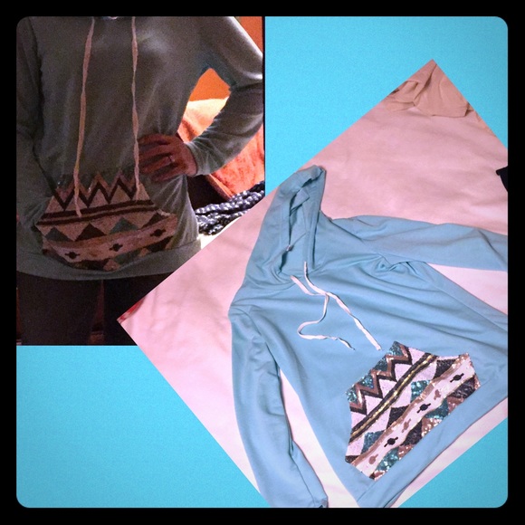 Aztec sequin hoodie