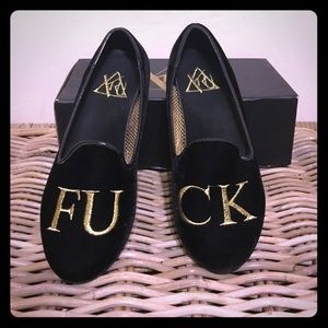 Y-R-U Loafers "F U C K " Velvet SZ 8