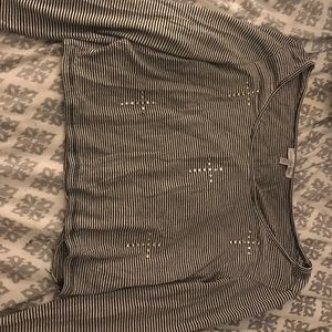 STRIPED BLACK & WHITE CROP TOP LONG SLEEVE