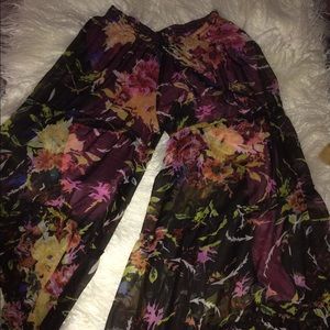 Sheer floral wide leg gypsy pants
