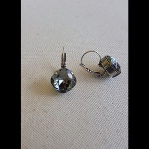 Blk Diamond Swarovski Earrings Silver Oxide
