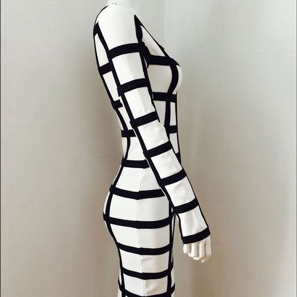 front zipper bodycon bandage evening party dress - Picture 3 of 4