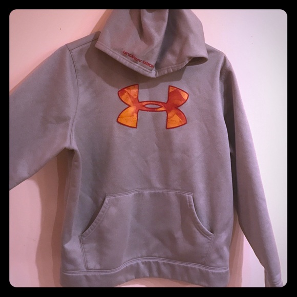 Under armor storm gray and orange hoodie