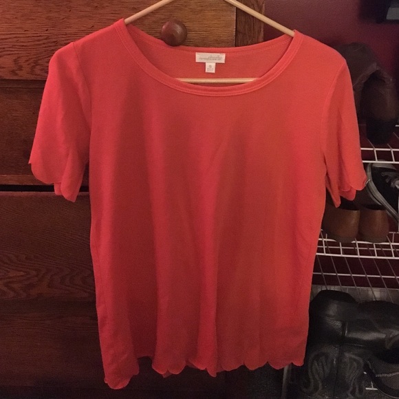 Charming Charlie orange Scalloped Shirt size SMALL - Picture 1 of 2
