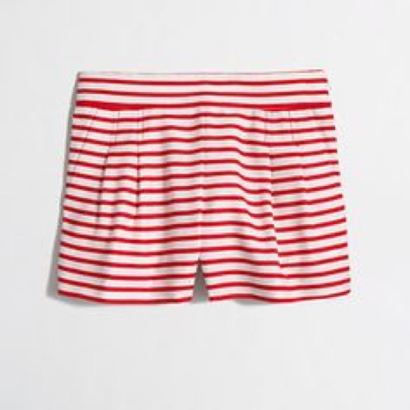 J.Crew Pleated Stripe Short in Belvedere Red