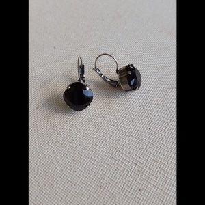Jet Swarovski Crystal Earrings/ Silver Oxide