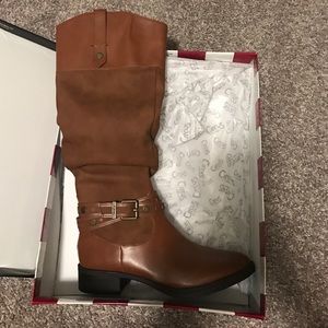 Brown leather boots