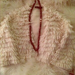 Boho shaggy white sweater