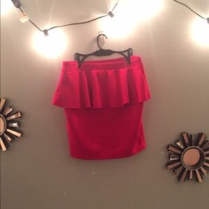 Red Mini Skirt with Ruffle
