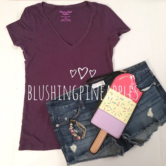 American Eagle Outfitters Deep Purple T Shirt - Picture 1 of 4
