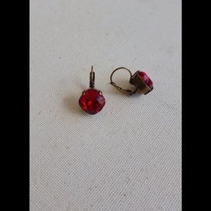 Siam Red Swarovski Crystal Earrings/ Brass