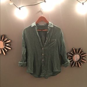 Green Plaid Flannel Button Up