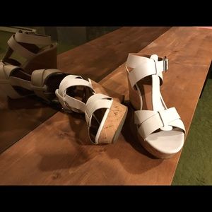 Brand New Franco Sarto white, 3 in wedge sandal