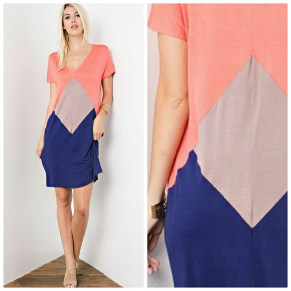 BUY 1, GET 1 FREE! Color block dress - Picture 2 of 3