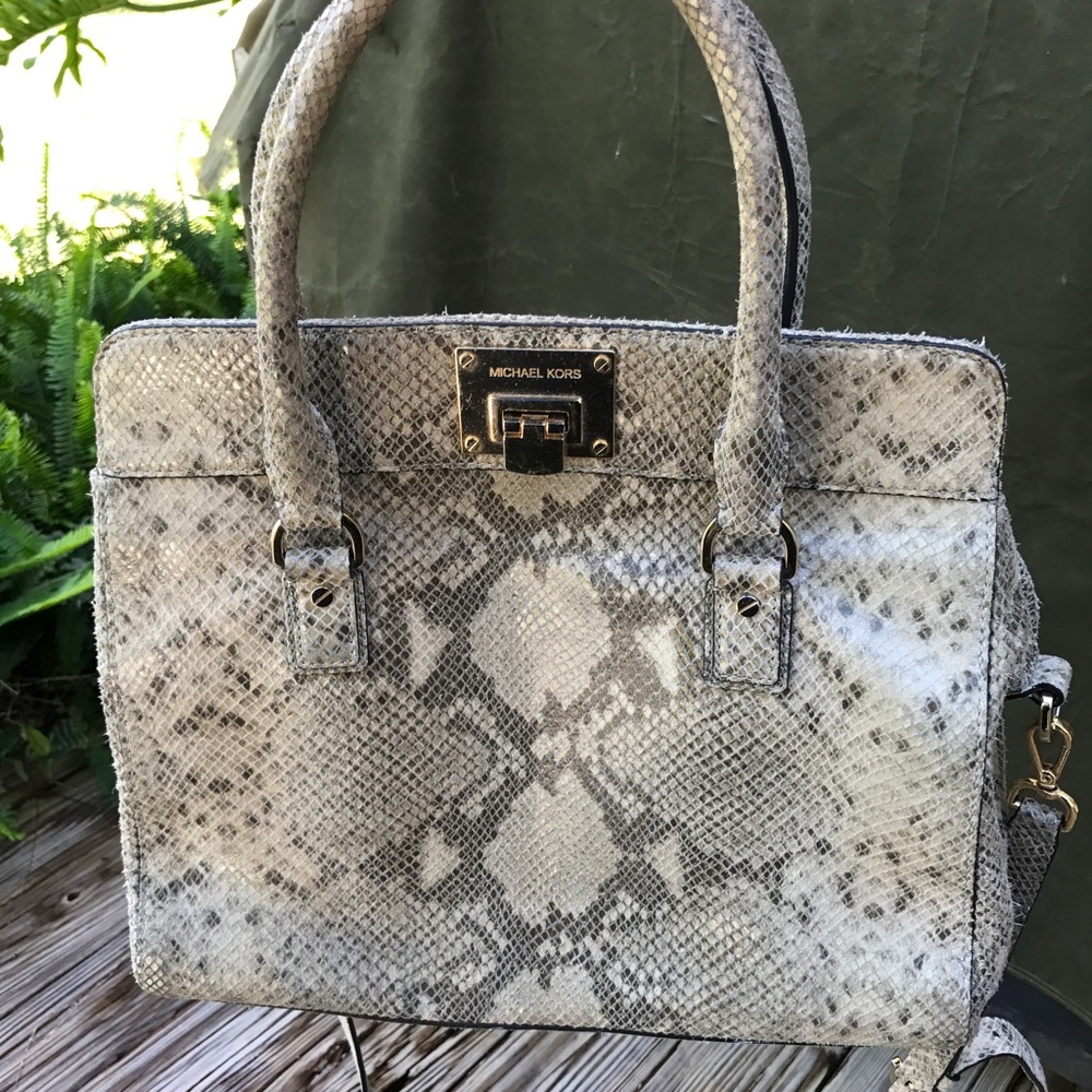 Michael Kors Python Embossed Astrid Large Satchel