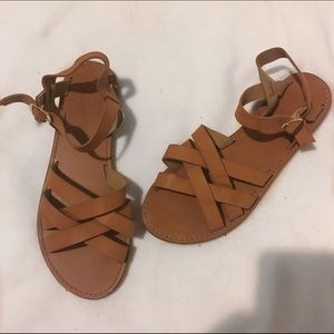 Charlotte russe Brown leather flat sandals