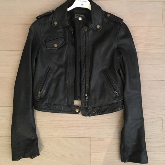Current Elliot Cropped Zip Moto Leather Jacket