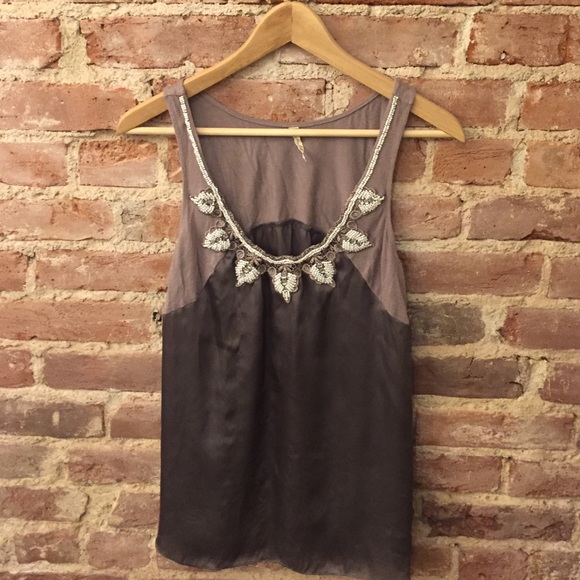 Beaded satin tank