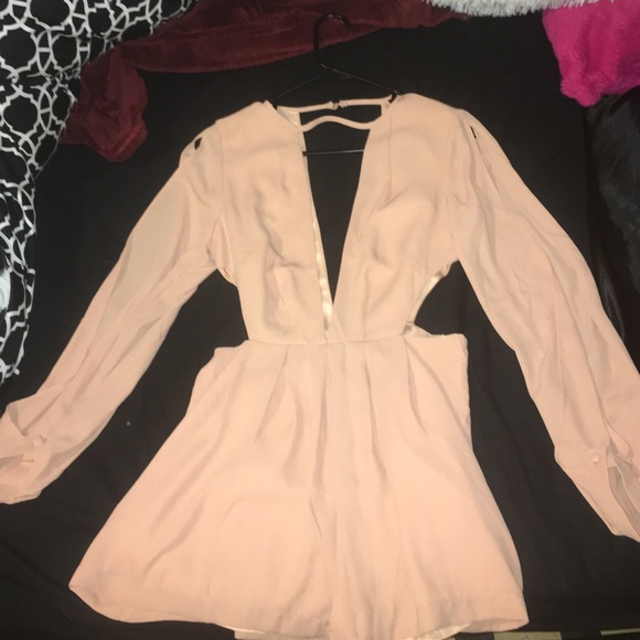 Deep V backless romper