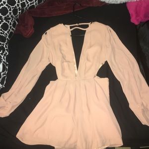 Deep V backless romper