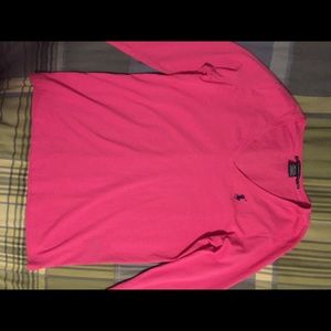 Pink long sleeve v- neck polo
