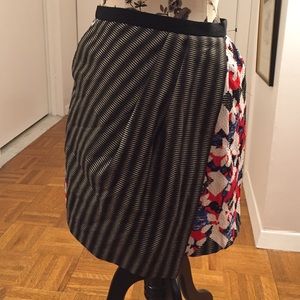 Mixed Print Asymmetrical Mini Skirt w/ Pockets!