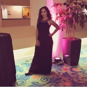 Floor Length Evening Gown w/ Sparkle Collar