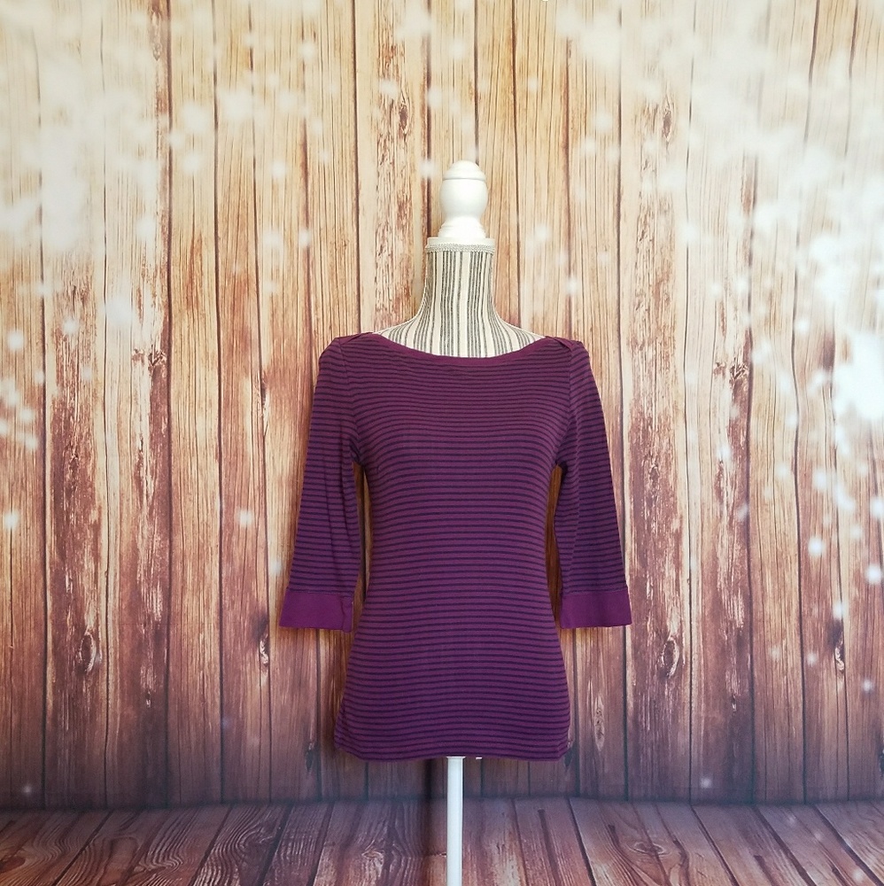 Old Navy ▪ 3/4 Sleeve Striped Boatneck Knit Top