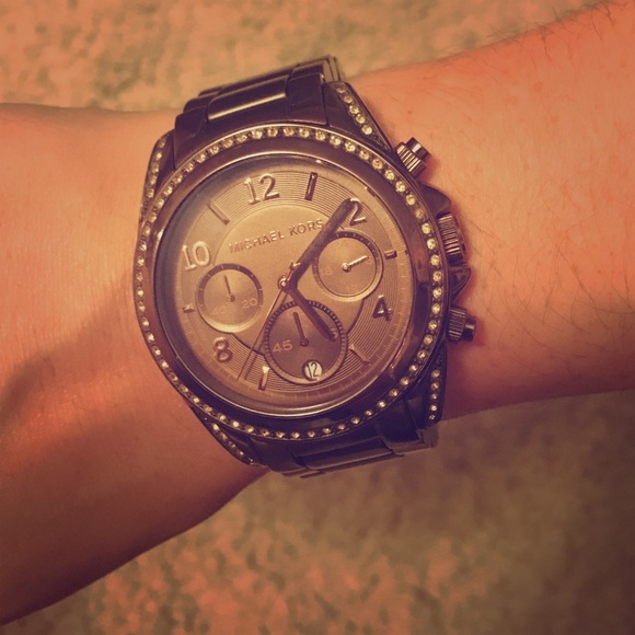 Micheal Kors chocolate rhinestone watch