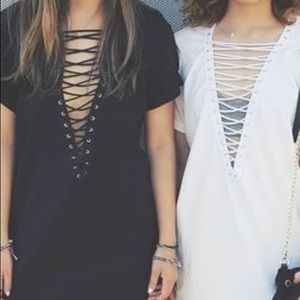 LF lace up boyfriend shirt!