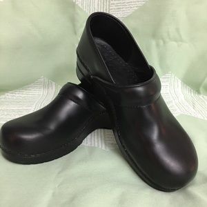 Dansko Black Leather Work Clogs