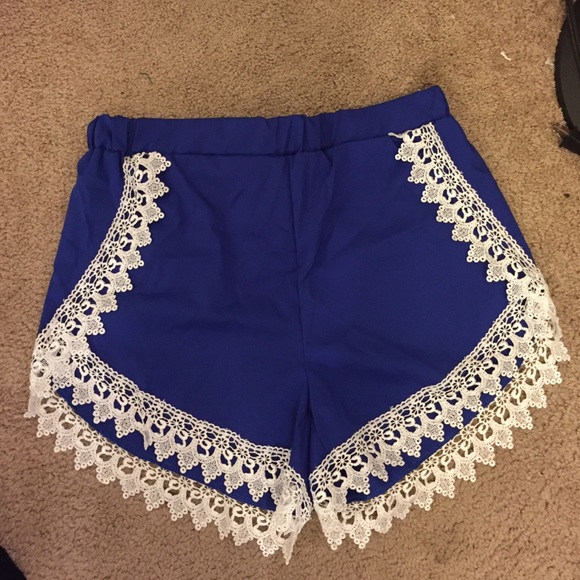 Blue lace shorts