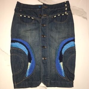 Denim Jean Skirt with shredding