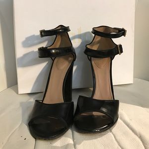 Chloe Black Leather Strap Sandal Heels Size 36.5