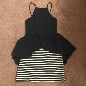 Navy and white striped dress