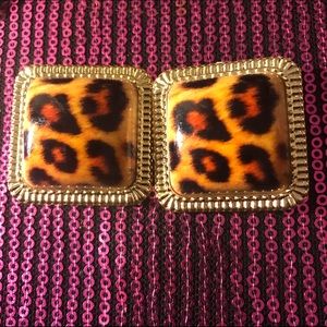 Leopard earrings clip ons