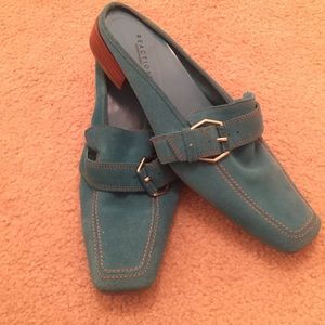Cute slip on blue suede flats