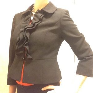 Loft black blazer with ruffle detail