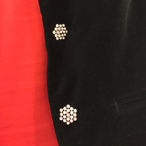 Old Navy black velvet blazer w diamond buttons - Picture 2 of 4
