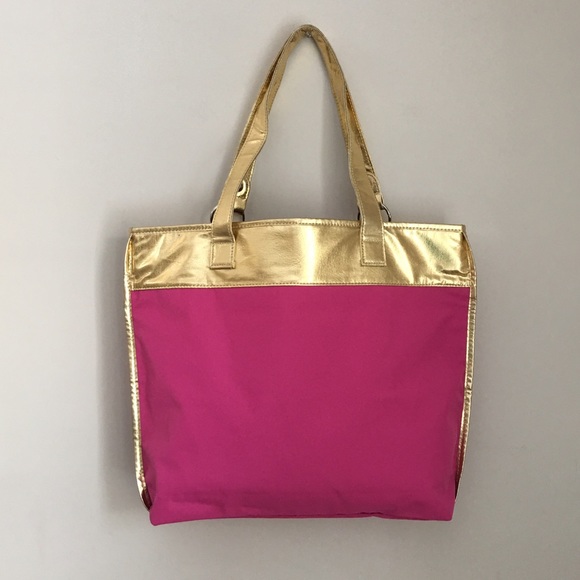 Pink &a Metallic Gold Pocket Tote - Picture 2 of 4