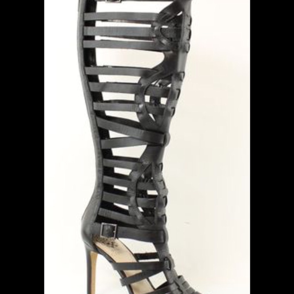 Black Steve Madden gladiator high heel boots