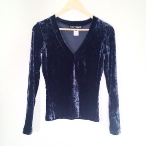 Betsey Johnson 90's Vintage Deep V Velvet Shirt